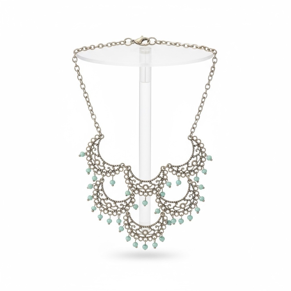 Gorgeous Gold Tone and Light Blue Necklace